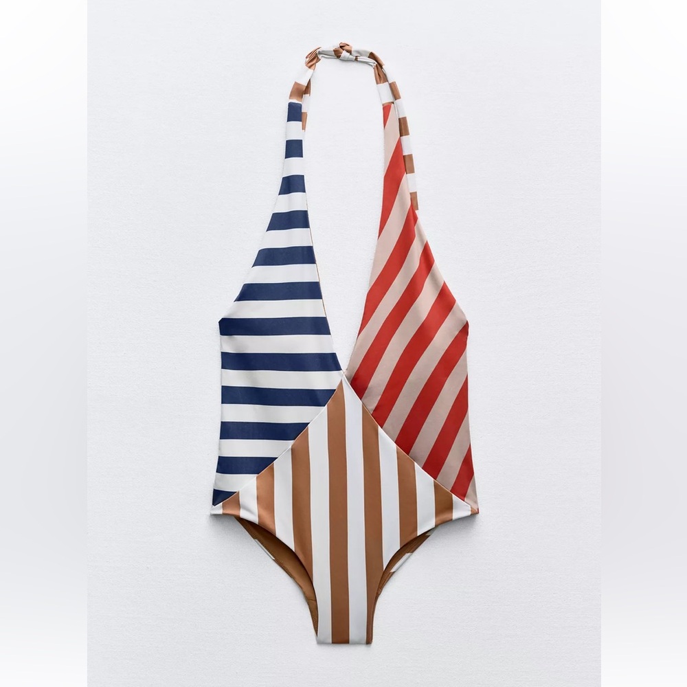 Zara Blue and Red One Piece Swimwear